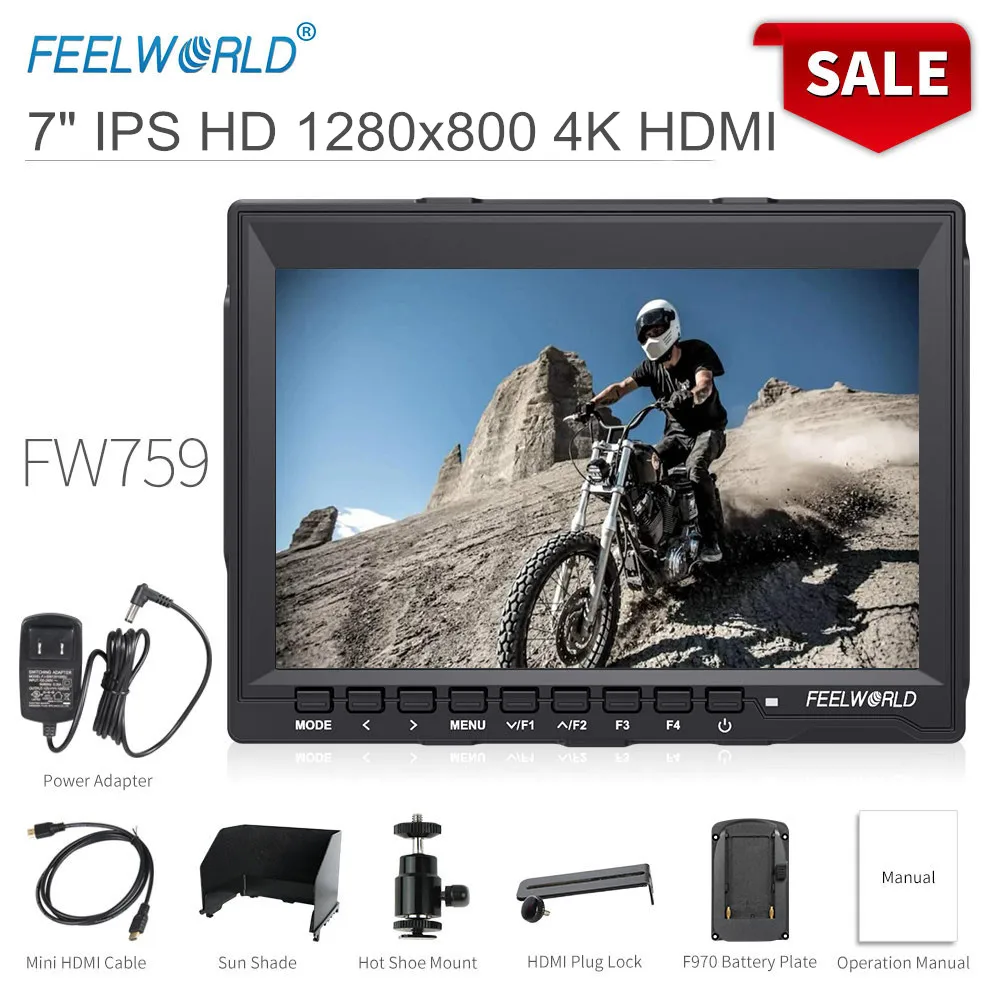 Камера FEELWORLD FW759 7 дюймовый IPS HD DSLR монитор 4K HDMI 1280x800 ЖК дисплей видео помощник для