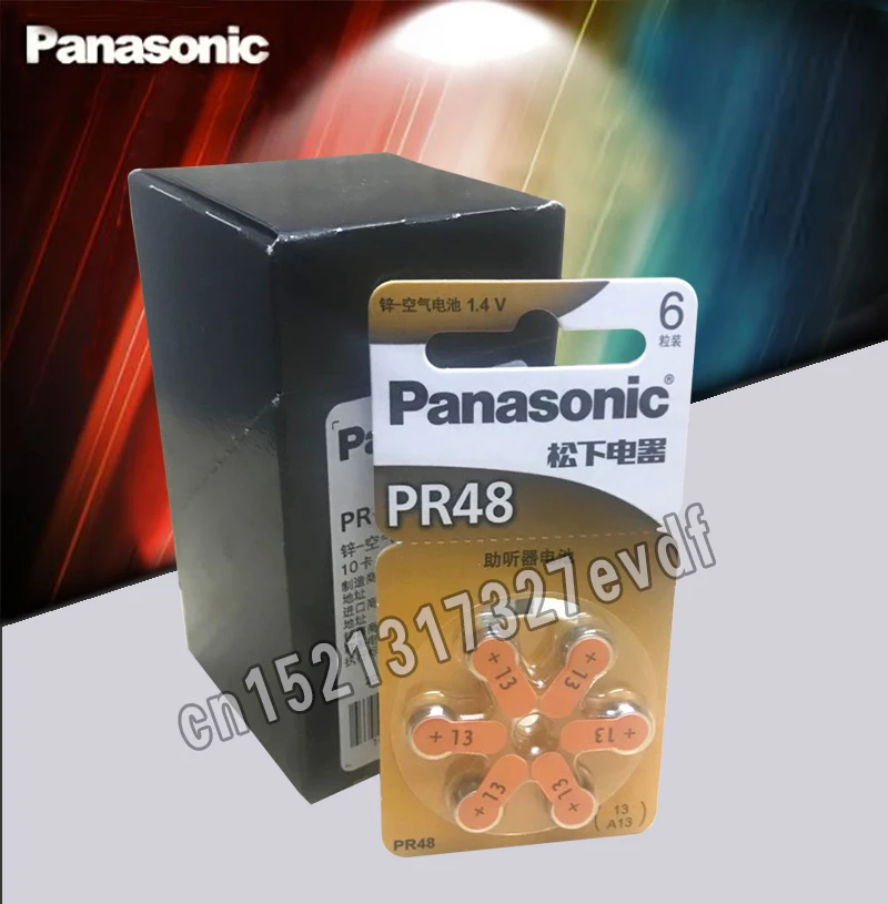 

60PCS/PACK Original Panasonic PR48 Hearing Aid Batteries 7.9MM*5.4MM 13 A13 Deaf-aid Acousticon Cochlear Button Cell Batteries