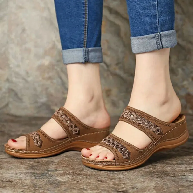 

Women Sandals Shoes Summer Low Heel Slippers Breathable Beach Shoe Comfortable Roman Shoes Female Casual Non-Slip Loafers