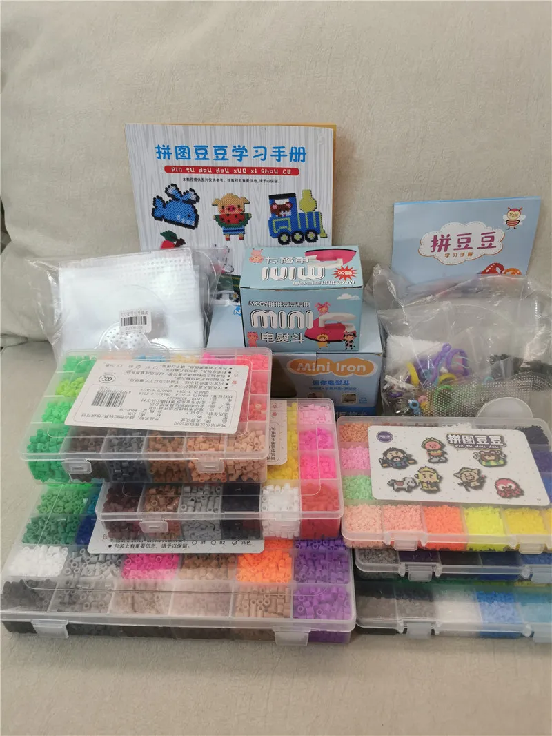 perler beads kit 5mm2 6mm hama beads whole set with pegboard and iron 3d puzzle diy toy kids creative handmade craft toy gift free global shipping