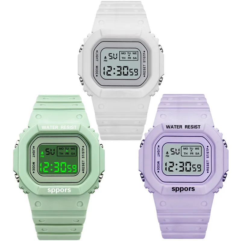 

Часы наручные цифровые для мужчин, женщин, пара, светящиеся электронные спортивные, детские, водонепроницаемые с квадратным циферблатом