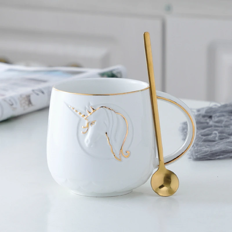 Ceramics Coffee Mug Creative Unicorn Pattern Cappuccino Latte Art Milk Cup Practical Lovers Office Afternoon Teacup | Дом и сад