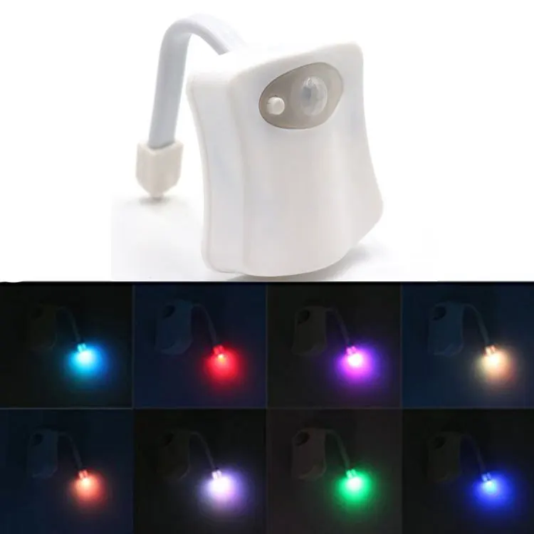 

Hot Smart Bathroom Toilet Nightlight LED Body Motion Activated on/Off Seat Sensor Lamp 8 Color PIR Luces Led Decoracion Lighting