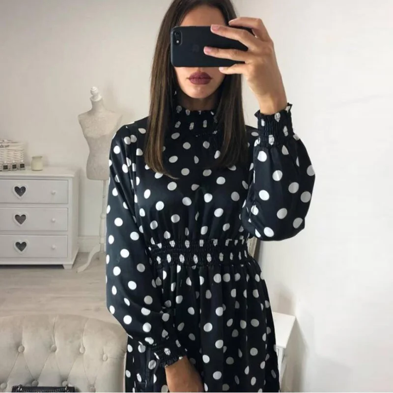 Женские вечерние платья LERFEY элегантное винтажное платье в горошек с длинным