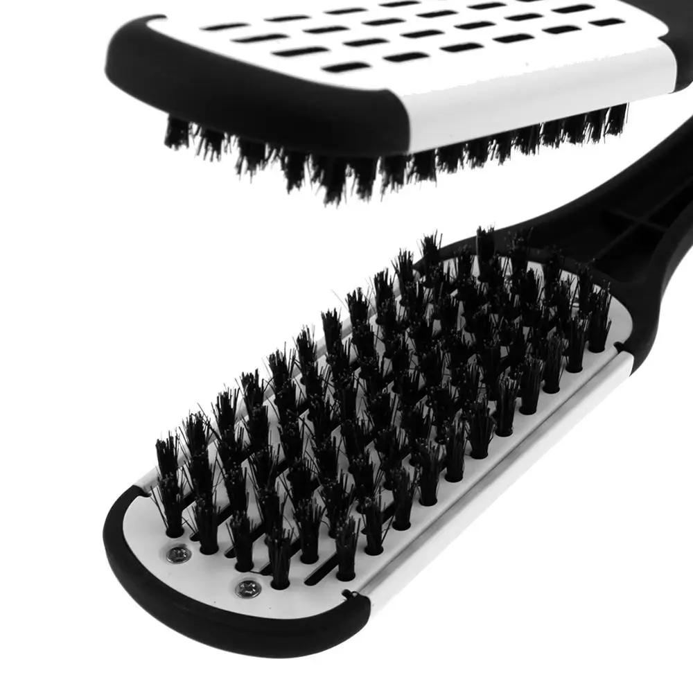 

Natural Ceramic Plywood Straightening Comb Double Sided Hairdressing Brush Clamp Fibre Styling Hair Care Tools Hair Straightener