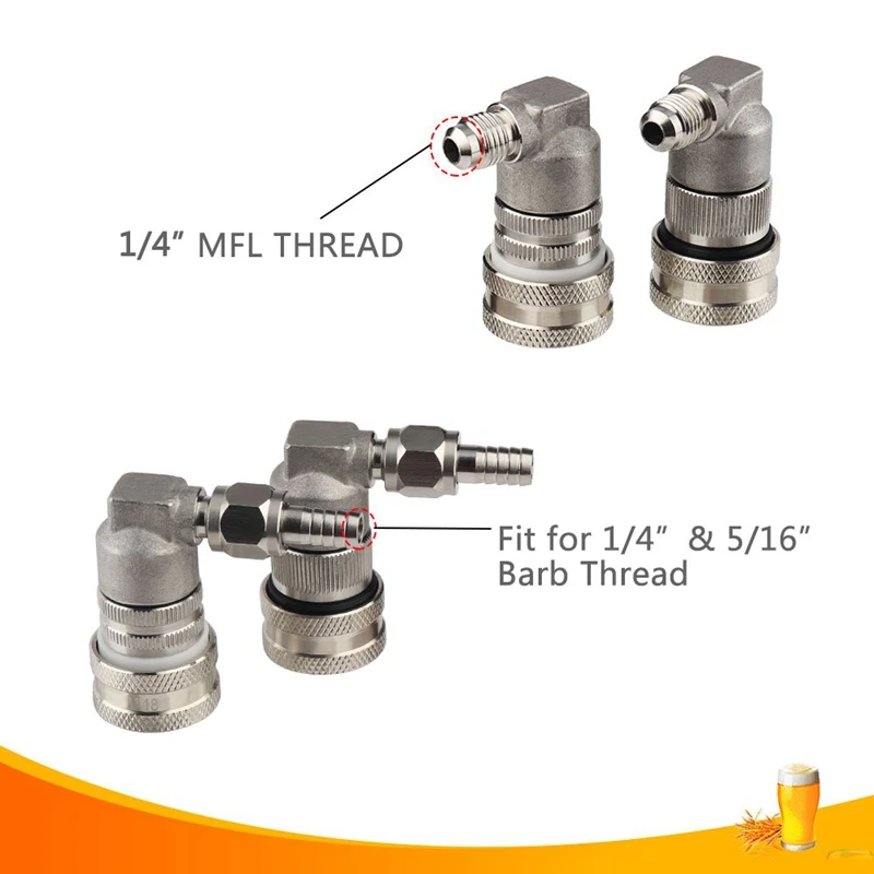 

Ball Lock Disconnect, Stainless Steel Ball Lock Gas & Liquid, 1/4 Inch MFL Thread Update for Corny Keg (Stainless Steel)