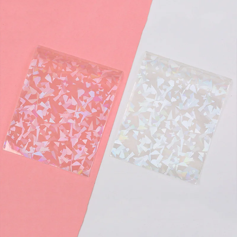 

50PCS/pack Square Laser Sealing Plastic Pocket Holographic Protector Badge Postcard Keychain Supplies