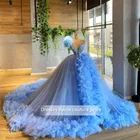 Небесно-голубое милое 16 Quinceanera платья на тонких бретельках с рюшами бальное платье для выпускного вечера Vestido De 15 Anos 2021