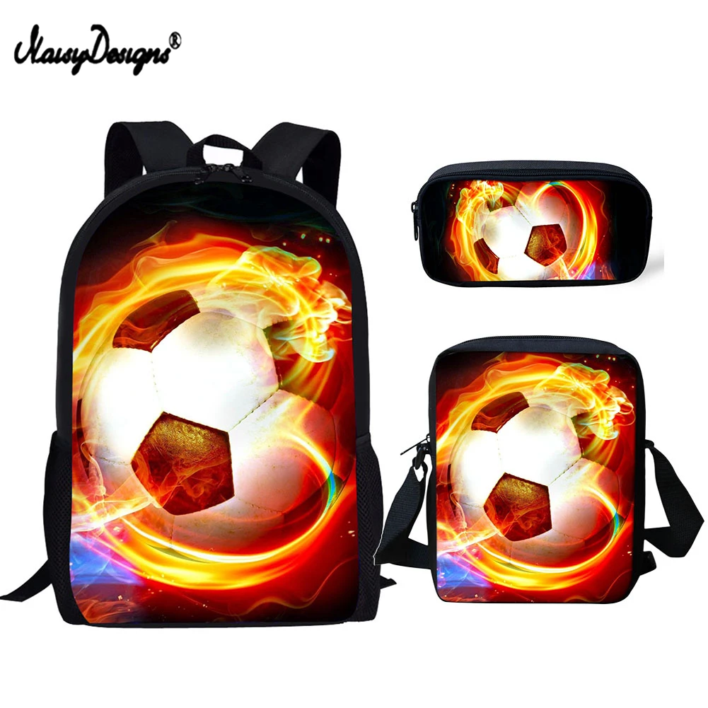 

NOISYDESIGNS Kids 3D Football Printing Bag for Children 3pcs/set School Bags Teenagers Primary Shoulder Book Bag Casual Backpack