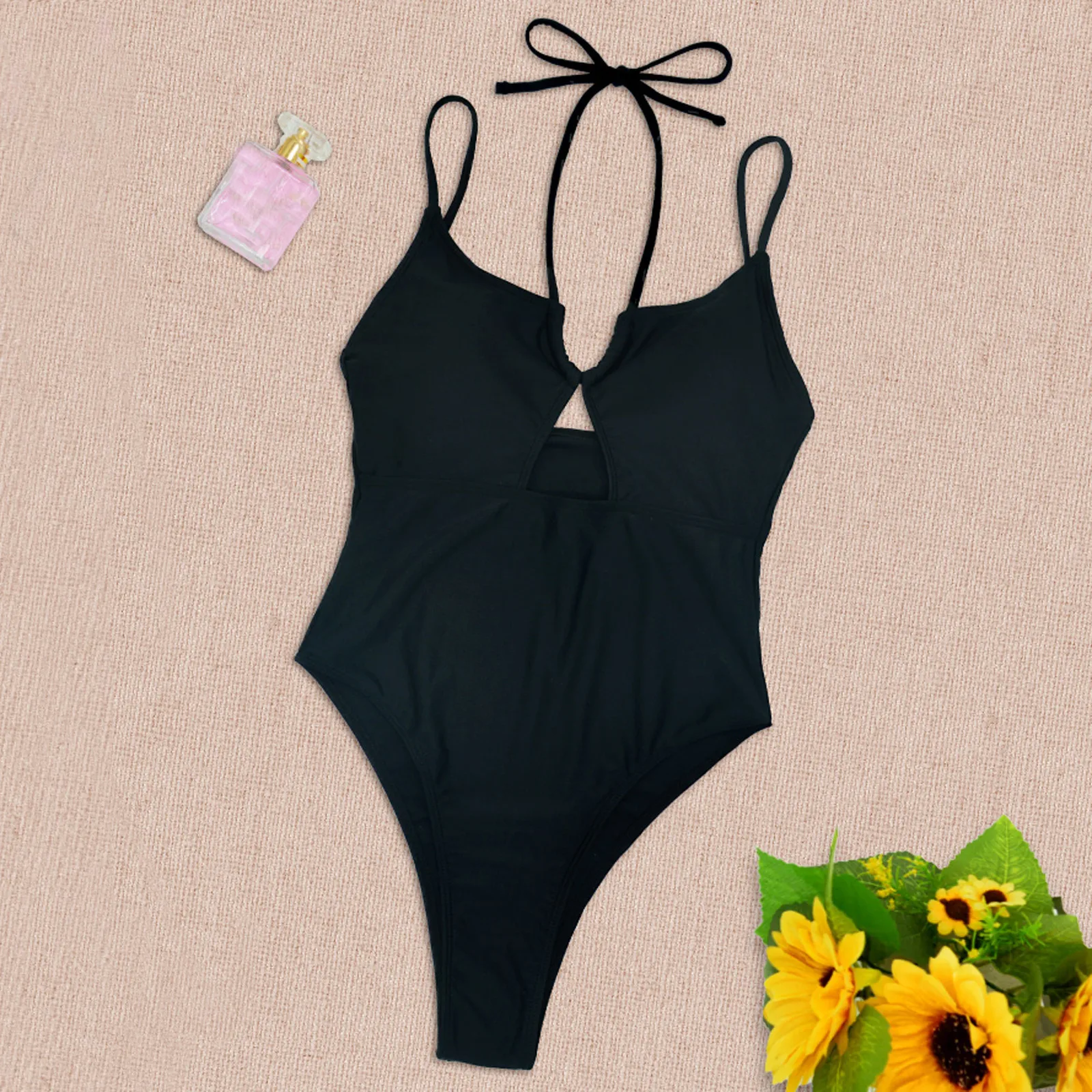 

Bikinis Women Swimwear Sexy Swimsuits Women One-piece Solid Color Shoulder Neck Hollow Open Back One-piece Swimsuit Hot Biquinis