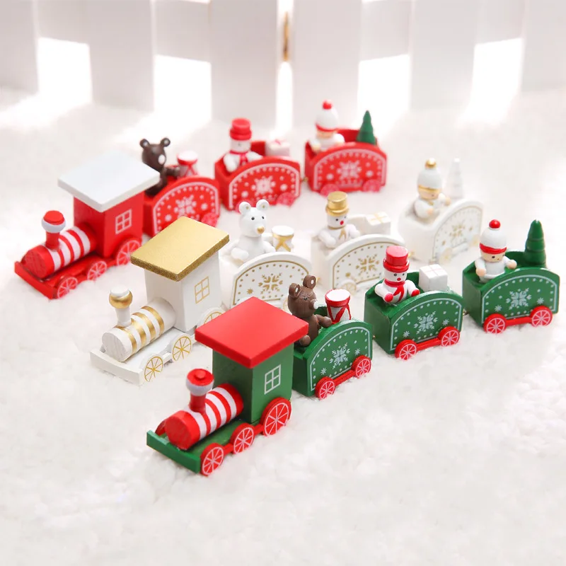 Navidad деревянный Рождественский поезд новогодняя игрушка подарок для детей Снеговик Рождественская елка украшения для домашнего праздника
