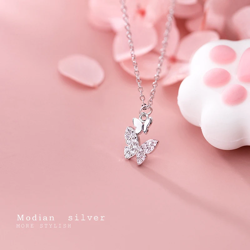 MODIAN 925 стерлингового серебра насекомых регулируемое ожерелье для женщин Сияющий