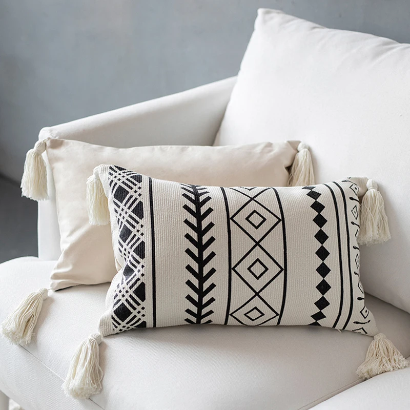 Чехол подушка с геометрическим рисунком хлопковая наволочка в скандинавском