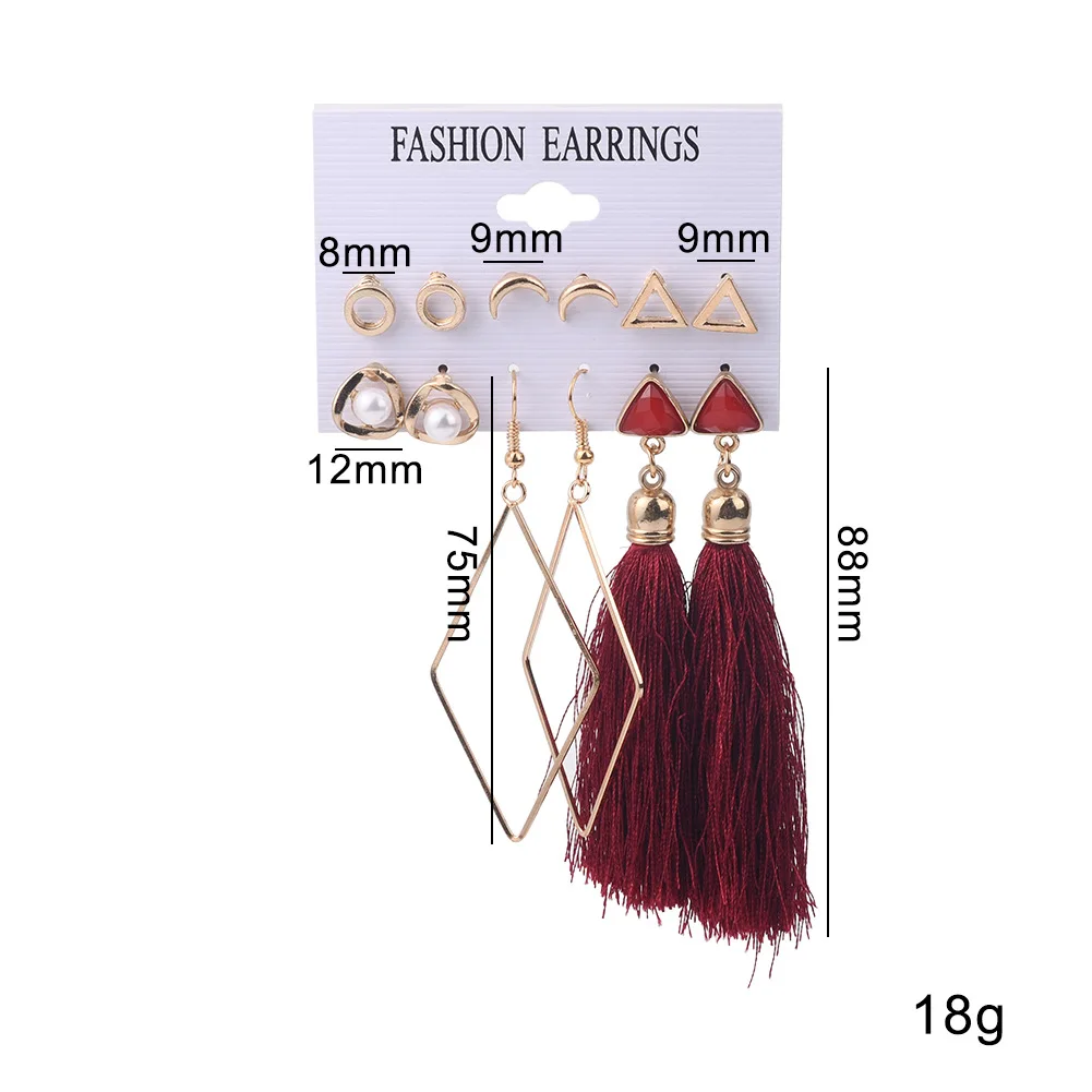 

Women's Earrings Set Tassel Pearl Earrings for Bohemian Fashion Jewelry 2021 Kolczyki Hoop pearl tassel earrings Jewelry Gift