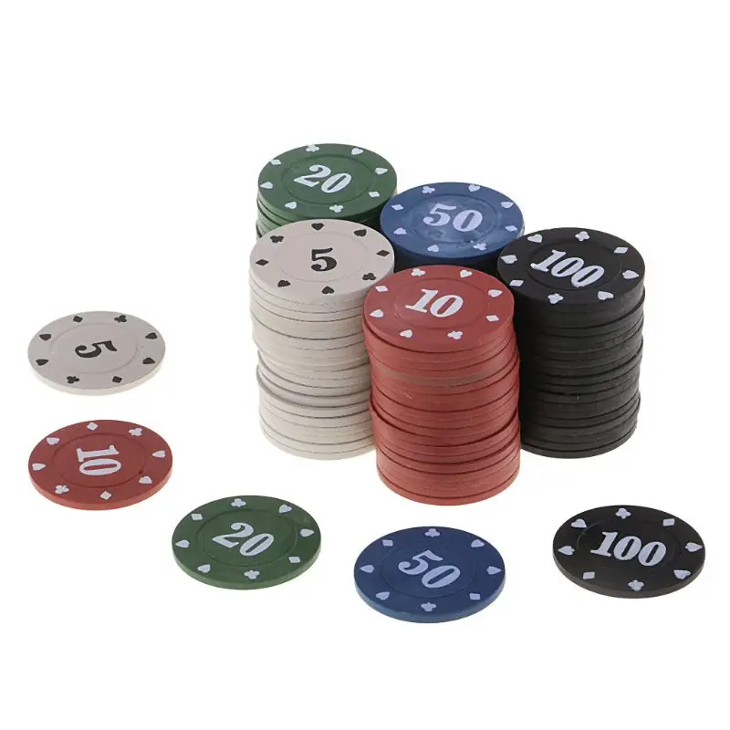 

2021 New 100pcs Round Plastic Chips Casino Poker Card Game Baccarat Counting Accessories 5/10/20/50/100