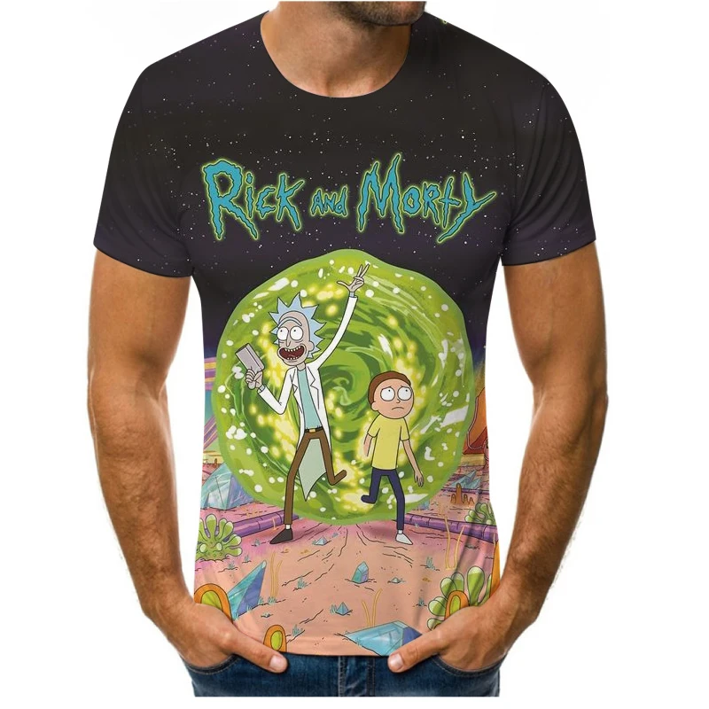 

Morty T-shirt European and American animated popular shirt men's T-shirt 3D printing O-neck short-sleeved Rick T-shirt oversized