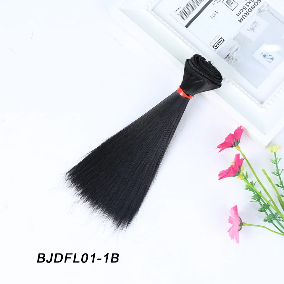 Bybrana 15 см* 100 см и 25 см* 100 см длинные прямые высокотемпературные волокна BJD SD парики DIY Волосы для кукол - Цвет: 1B