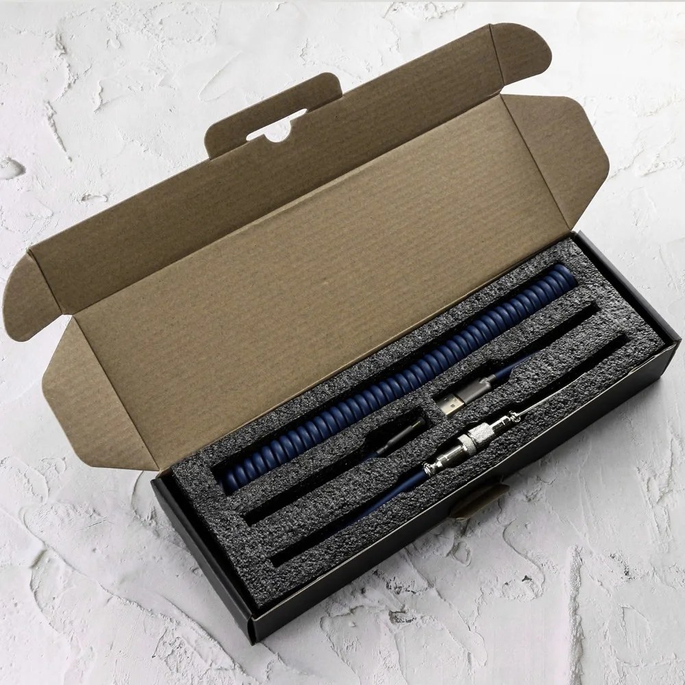 

USB 5Pin Type A To C Super High Quality Aviator Data Line 120cm Coiled Spring Cable For Mechanical Keyboard GMMK Keychron Wings