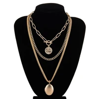punk multi layer chunky snake chain choker necklace women female individuality copper openable photo locket pendant neck jewelry