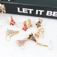 1pair kawaii 3d stereoscopi alloy eiffel tower drop earrings multicolor alloy tower earrings jewelry for children and woman