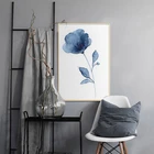 Абстрактные акварельные Индиго цветы настенные художественные картины синие чернила холст картины плакаты и принты для гостиной украшения дома