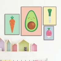 nordic style wall art modular pictures cartoon fruit vegetables poster cute fresh canvas painting for living room home decor