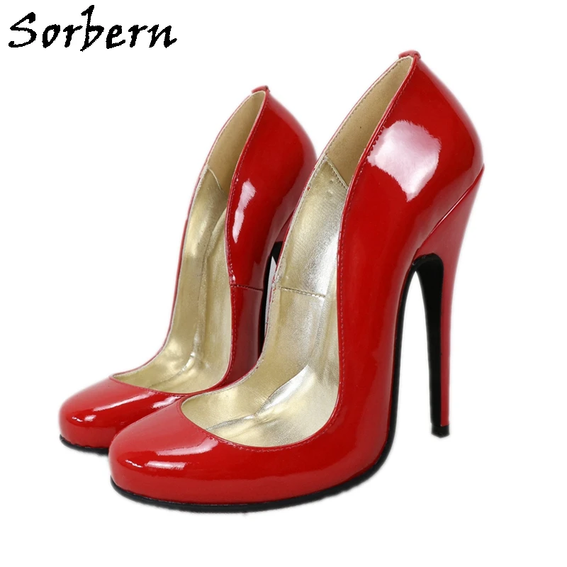 Sorbern Sexy Round Toe Women Pump Shoes Genuine Leather Stilettos High Heel 16Cm 14Cm Slip On Female Shoes Custom Colors