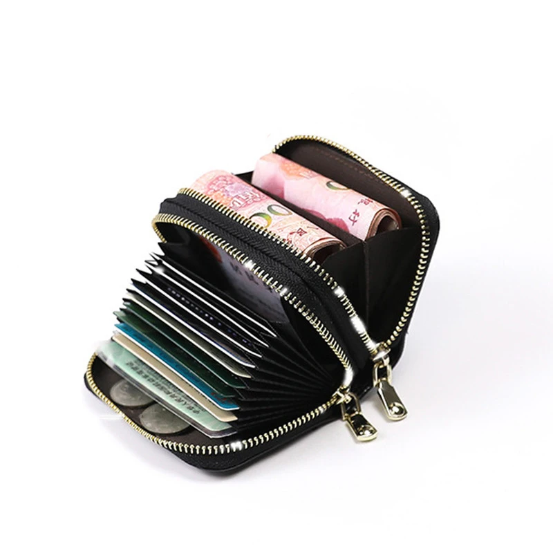 

1pc Unisex 2 Layers Card Holder Leather Women Credit Cards Case Female Business Card Holder Wallet tarjetero hombre