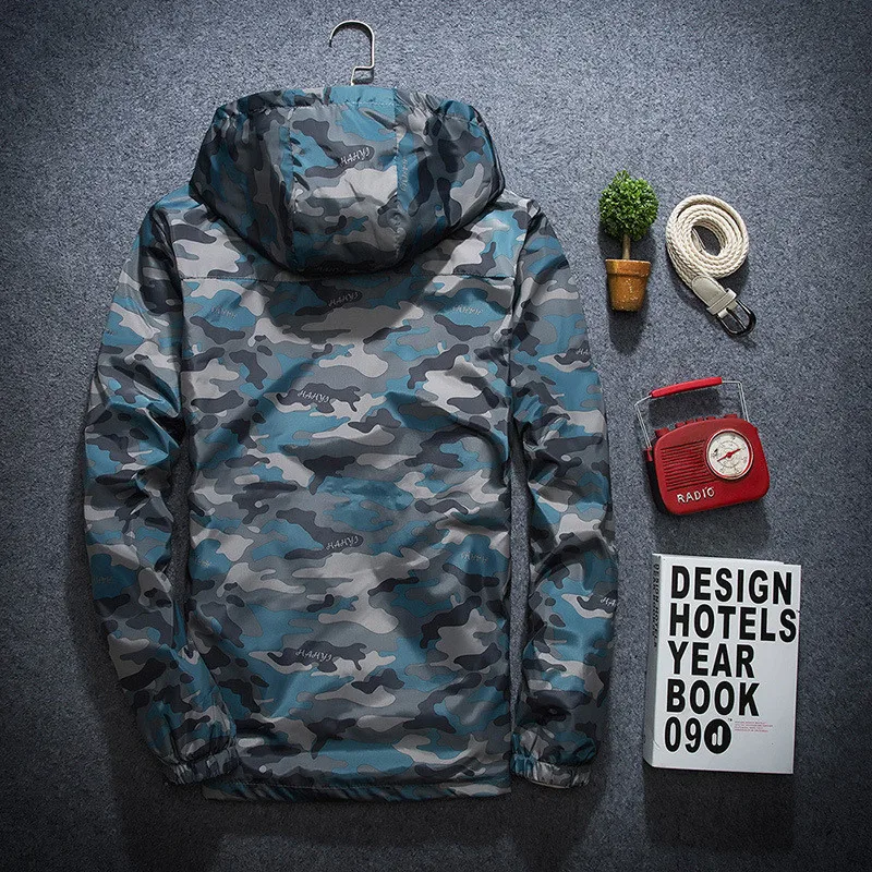 Ветровка мужская камуфляжная с капюшоном водонепроницаемая ветрозащитная