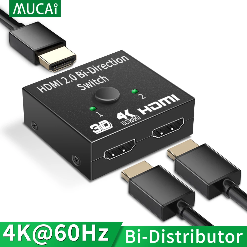 HDMI-compatible Splitter 4K Switch KVM Bi-Direction 1x2/2x1 HDMI-compatible Switcher 2 in1 Out for PS4/3 TV Box Switcher Adapter