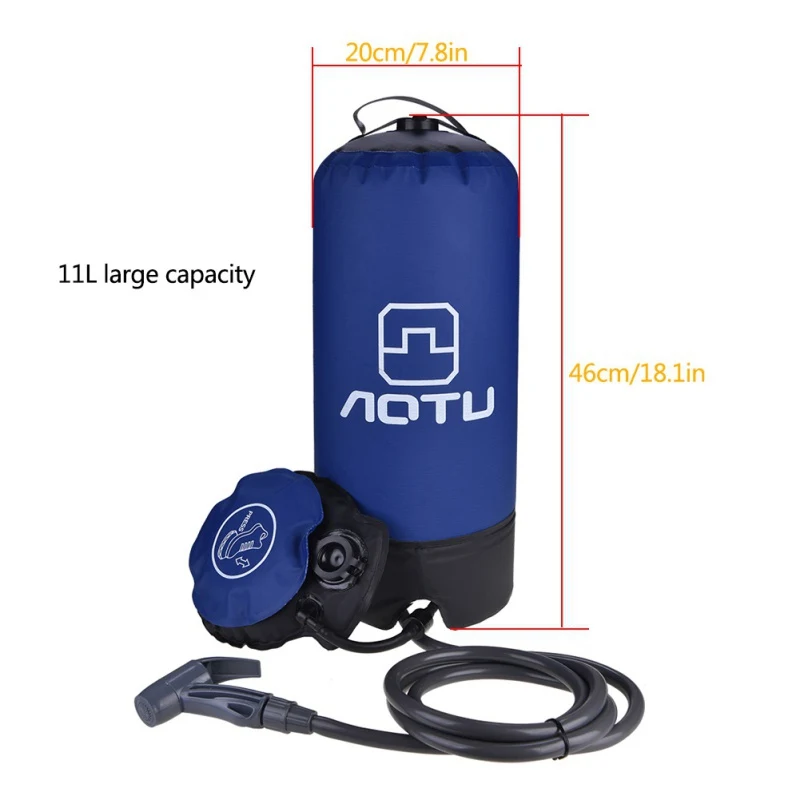 11L PVC Outdoor Inflatable Shower Foldable Pressure Shower Water Bag Portable Camp Shower With Foot Pump For Outdoor Camping