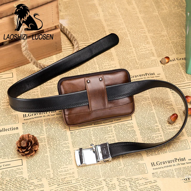 LAOSHIZI LUOSEN Мужские поясные сумки из натуральной воловьей кожи поясная сумка на