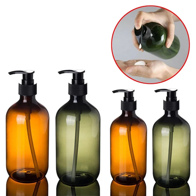 

1pcs 300/500ml Plastic Soap Dispenser Lotion Shampoo Shower Gel Holder Empty Bath Pump Bottle Essential Oil Bottle Hot Selling