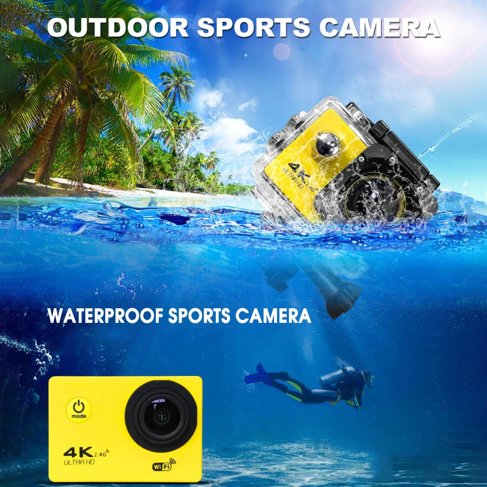 Kebidumei Водонепроницаемая Экшн-камера HD 4k WIFI экран 2 0 дюйма 170d подводная спортивная