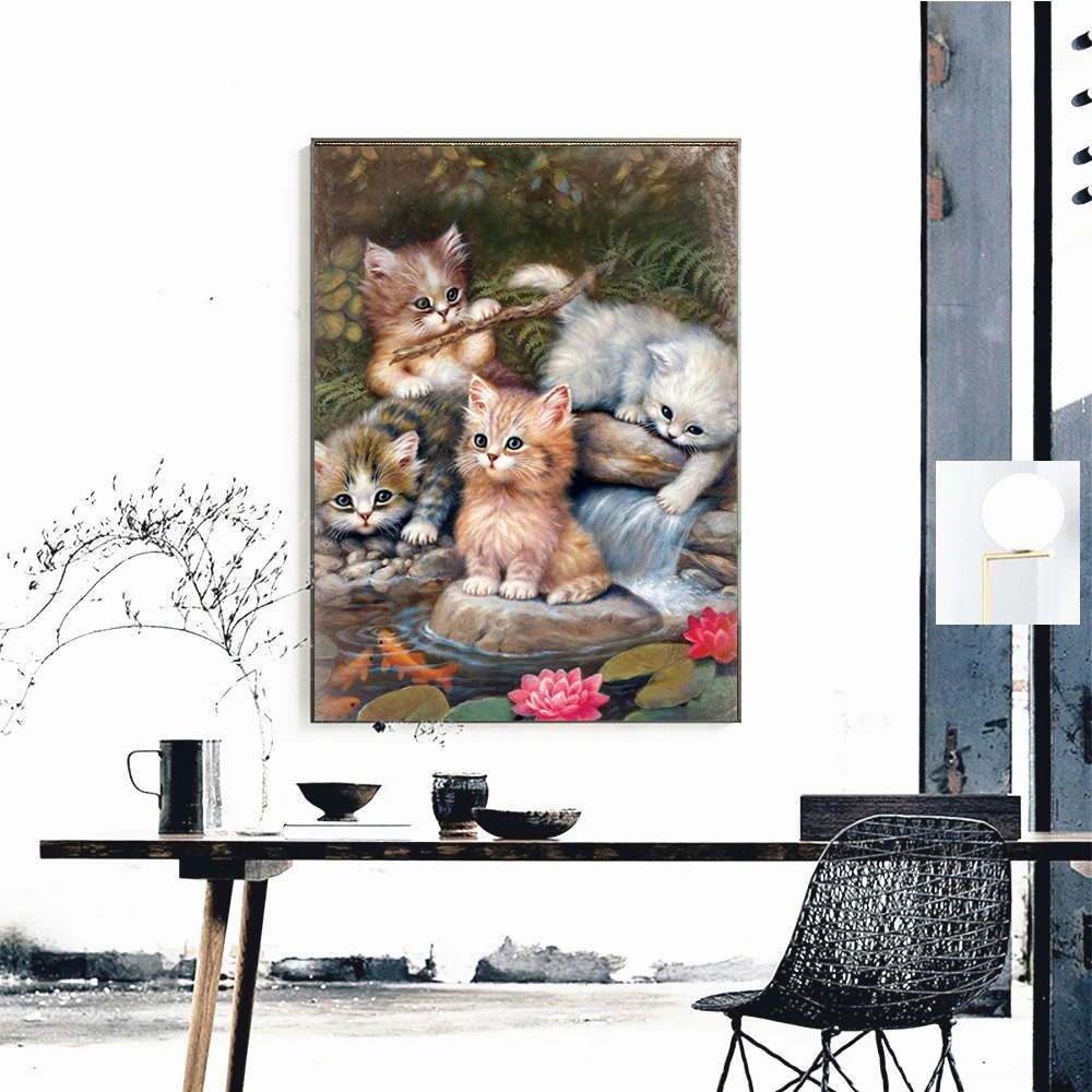 Украшение для дома в виде животных алмазная вышивка кота полностью квадратные