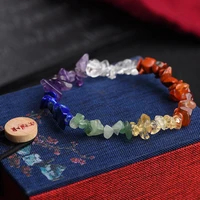 irregular natural crystals 7 chakras stone bracelet beads pink quartz amethyst aventurine jewelry making diy bracelet for women