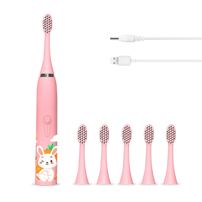 

Sonic Child Electric Toothbrush Cartoon Pattern 4-12 Years Old Dental Cleaning 97% Oral Bacteria 6 The Toothbrush Head