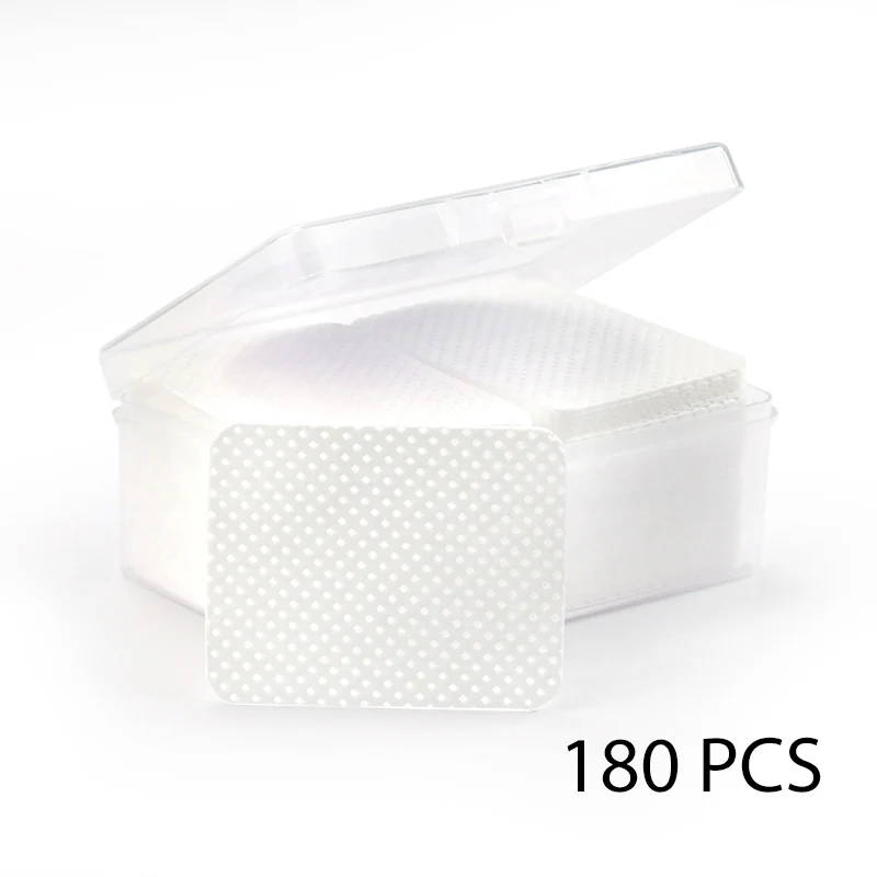 180pcs in box Безворсовая жидкость для снятия лака для ногтей хлопковые салфетки для удаления УФ-гелевых наконечников очиститель бумажных подушечек для ногтей инструменты для чистки ногтей - Цвет: 180pcs in box