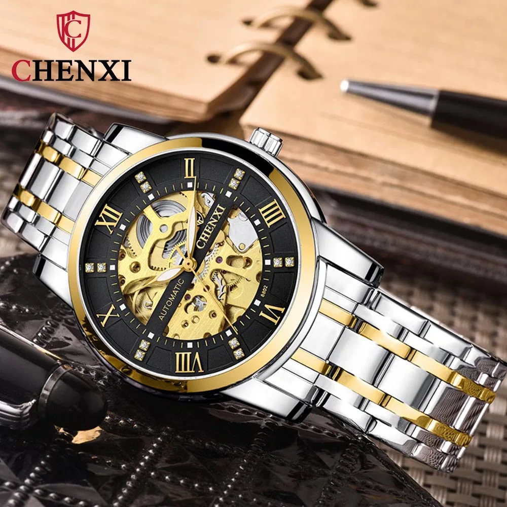 

CHENXI Men's Luxury Skeleton Automatic Mechanical Watches Top Brand Stainless Steel Waterproof Wristwatch Man Relogio Masculino