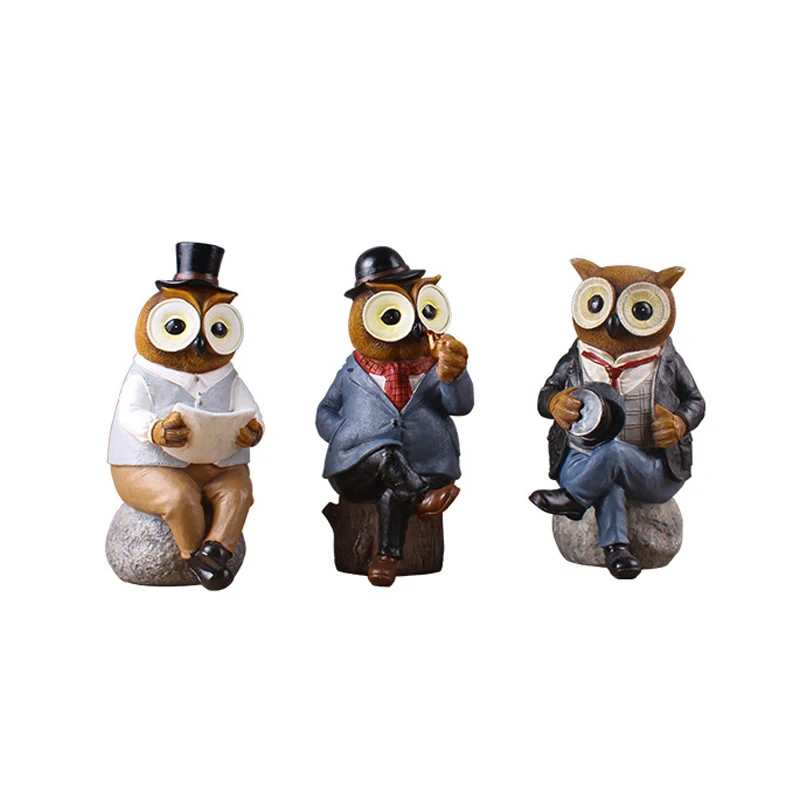 

Современный дизайн, скульптура гантелмана в виде совы, забавные игрушки, фигурки для украшения дома, миниатюрная модель, ремесла, статуя жив...