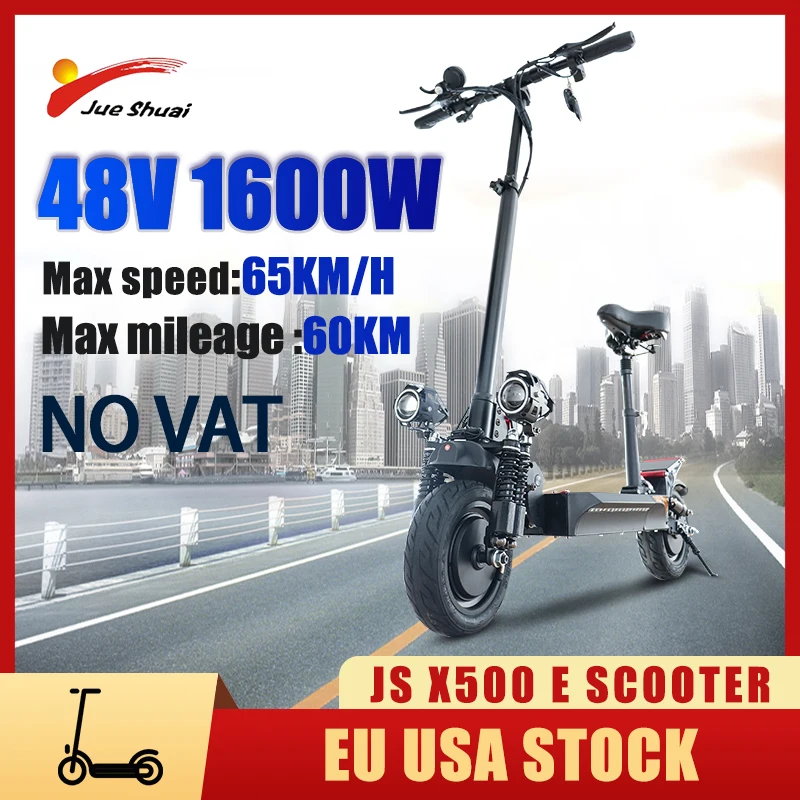 

48V 1600W Dual Motor Electric Scooter with Seat Foldable monopattino elettrico Turn Signal 65KM/H Max Speed No VAT No Tax