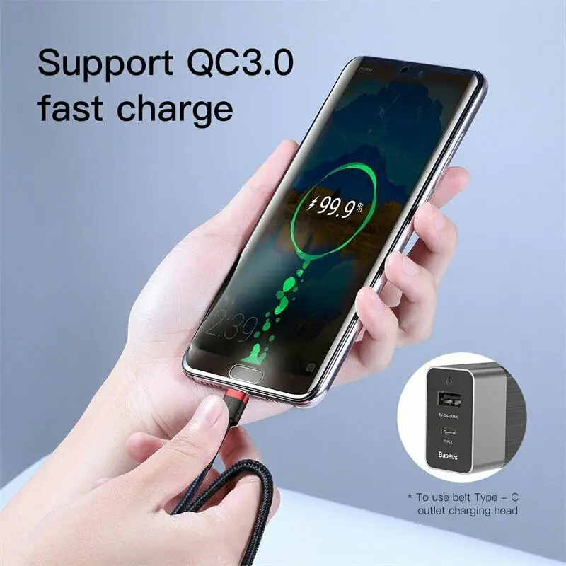 Baseus usb type-C кабель для USB C кабель для samsung S10 Xiaomi телефон с помощью USBC PD Быстрая зарядка зарядное устройство Шнур USB-C type-C кабель