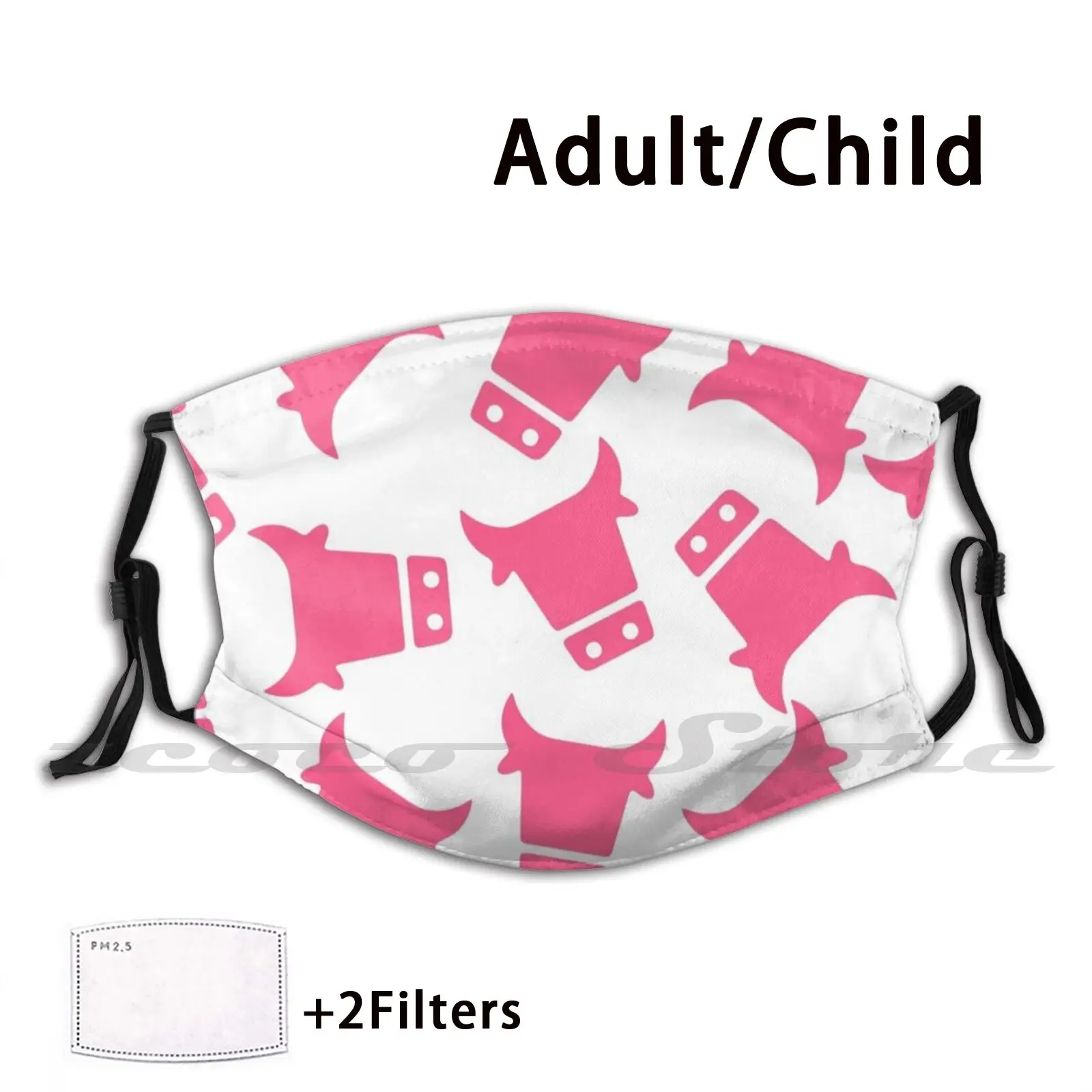 Блестящая розовая клубника корова дизайнерская маска Diy моющийся фильтр Pm2.5 рот