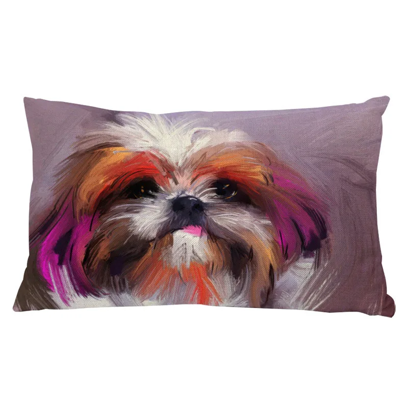 Чехол на подушку с изображением милой собаки масляной живописи Shih Tzu 17 дюймов