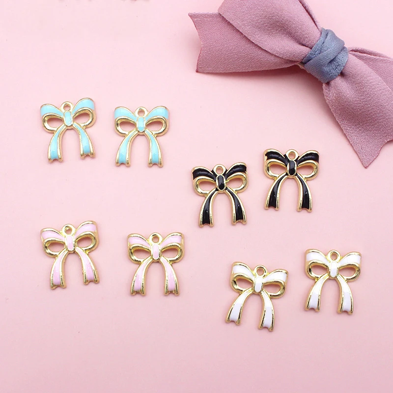 

10 шт./лот эмалевые Подвески в виде банта из сплава милые Подвески в виде банта для изготовления своими руками браслетов ожерелий брелоков ак...