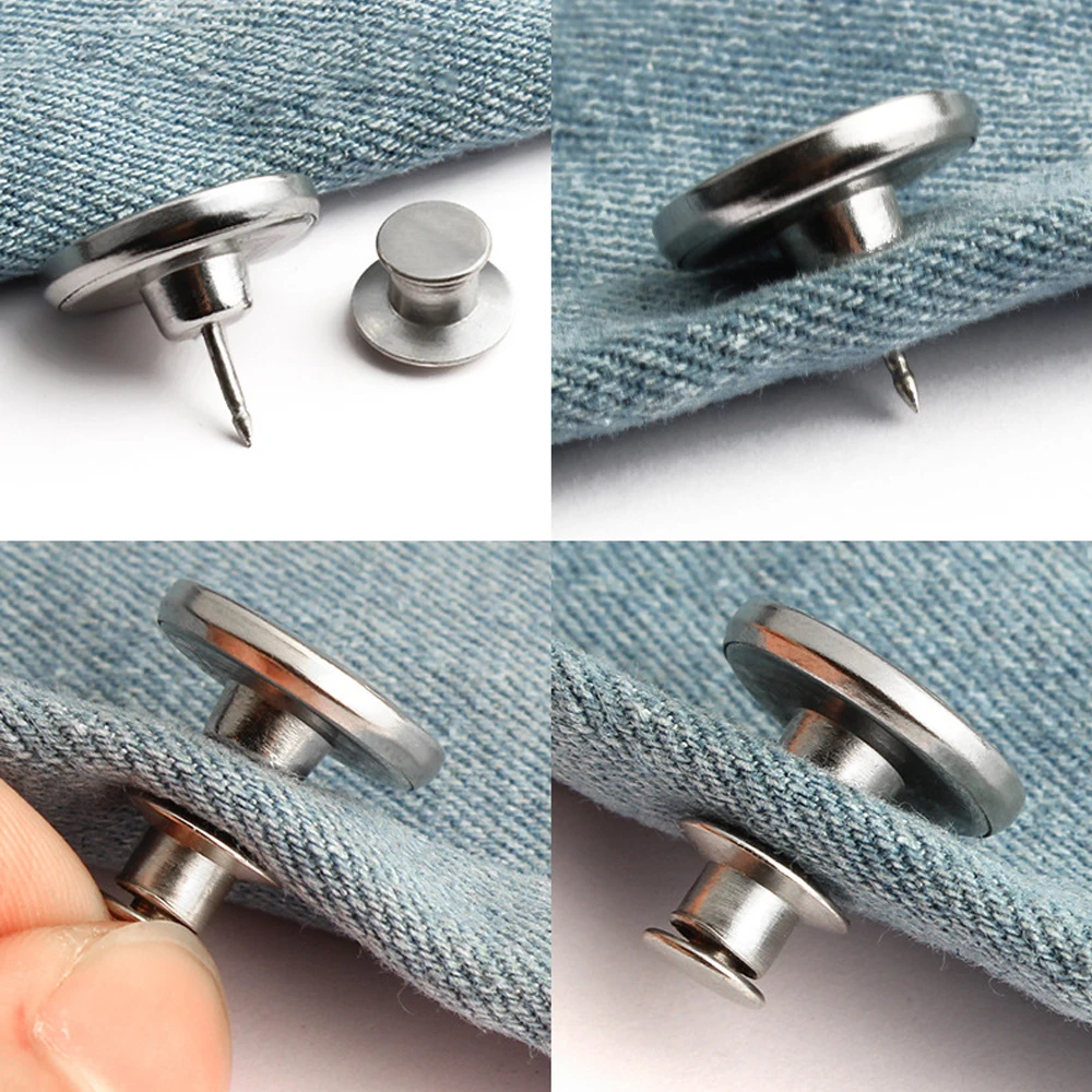 Detachable Retro Metal Buttons Snap Fastener Pants Pin for Jeans Retractable Button Sewing-Free Buckles Perfect Fit Reduce Waist | Дом и сад