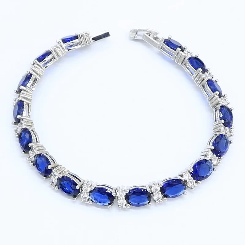 Геометрический синий полудрагоценный серебряный цвет набор украшений для