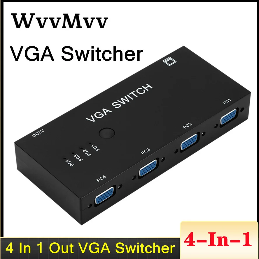 Коммутатор VGA 4 в 1 выключатель для видеосигнала HD усилитель сигнала разветвитель