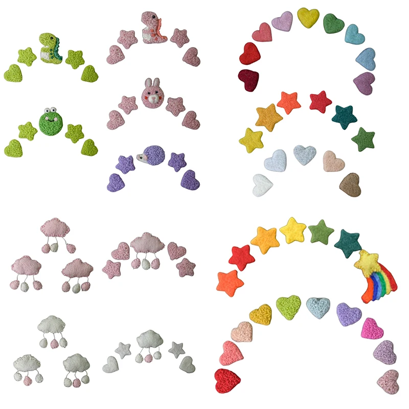 3/5 Uds. DIY de fieltro de lana para beb&eacute;, nubes, estrellas, adornos de amor, decoraciones para fiesta en casa, accesorios de fotograf&iacute;a para reci&eacute;n nacidos-0