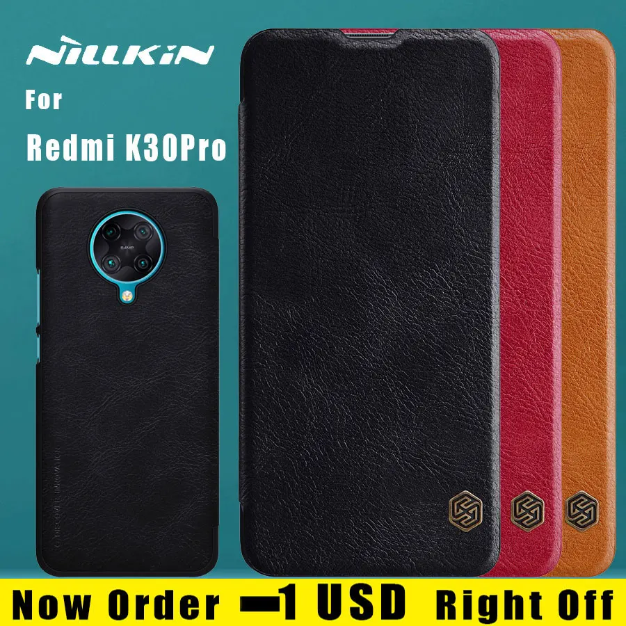Чехол Nillkin для Xiaomi Redmi K30 Pro деловой кожаный чехол-книжка Qin с карманом карт задняя